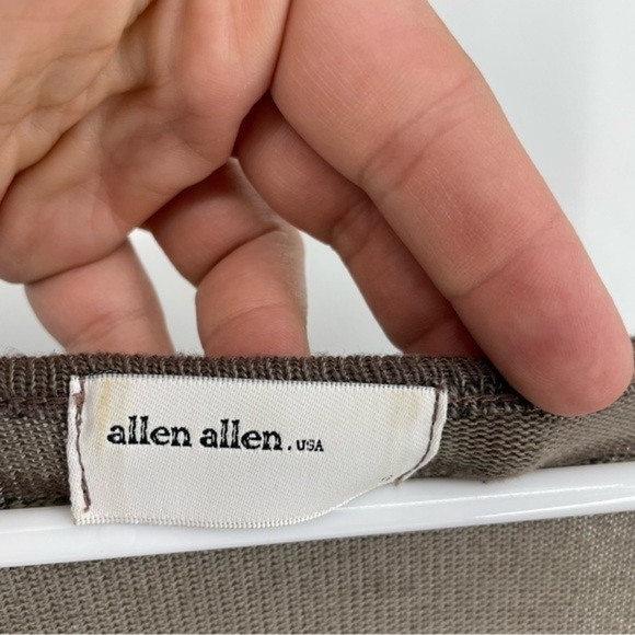 Allen Allen Women's‎ S Small Brown Khaki Striped Long Sleeve Knit Dress Pockets - Picture 4 of 6